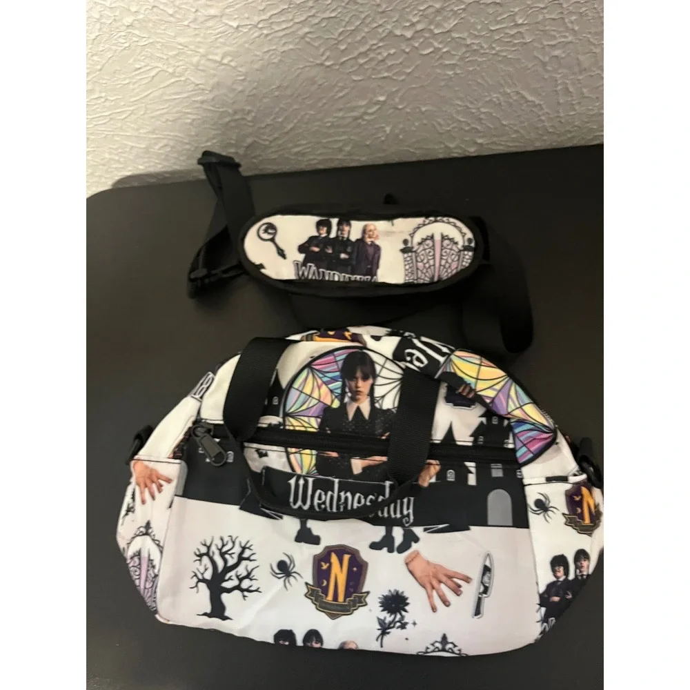 Wednesday Addams Nevermore Academy 2pc Backpack Lunch Bag Set White